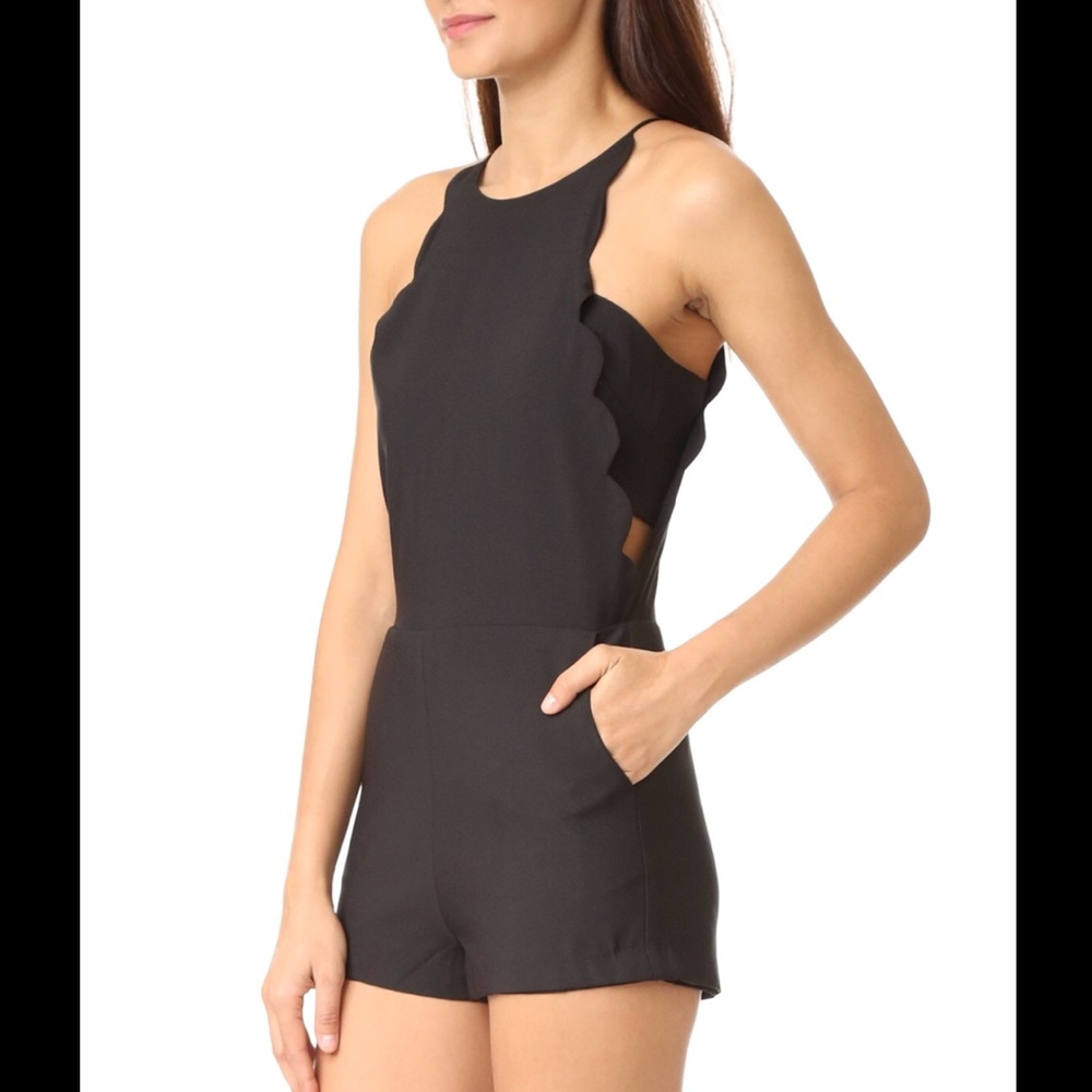 Black Scallop Romper with Bandeau